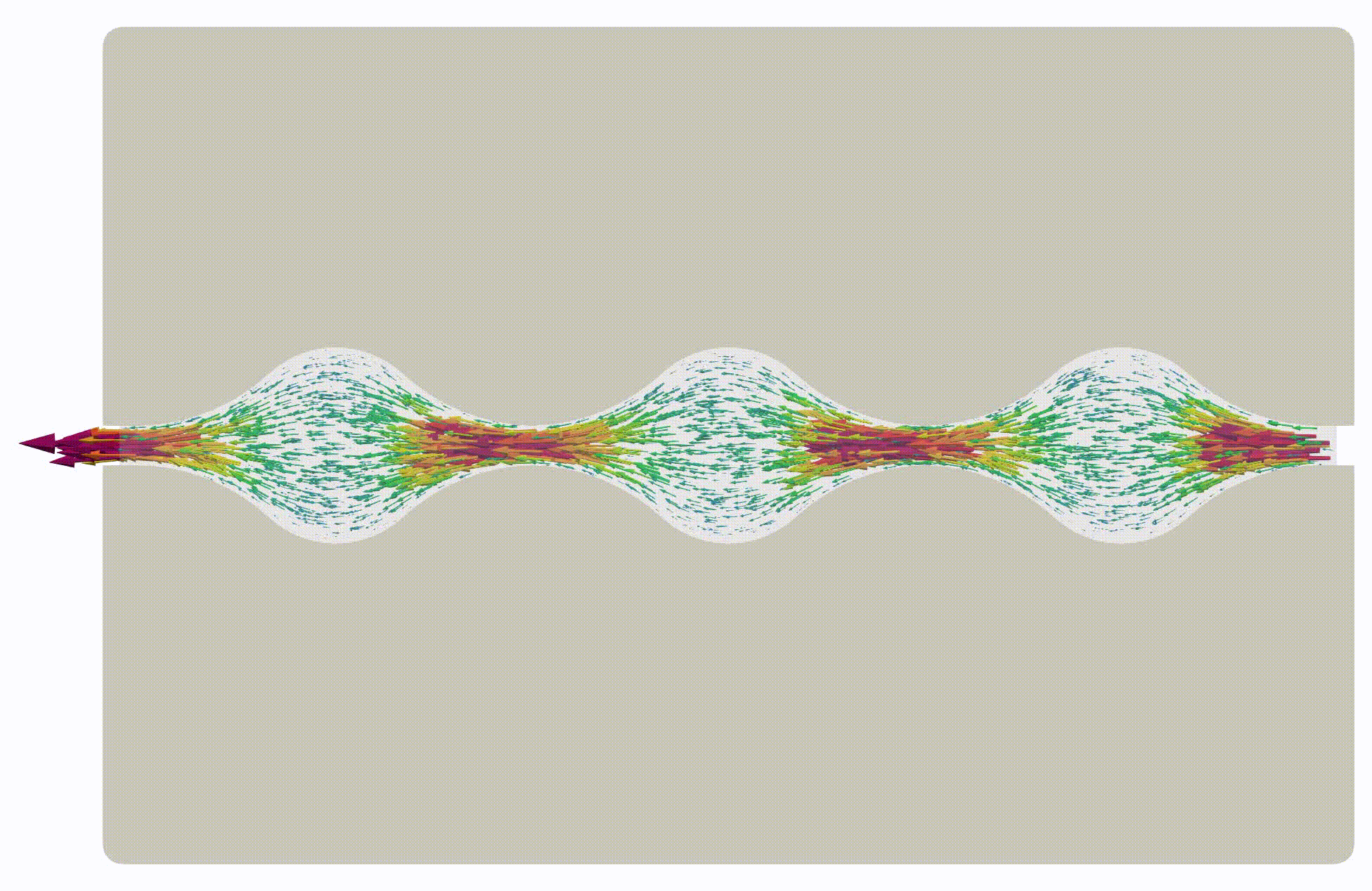 Flow simulation for Q = 0.01 cubic centimeters per second