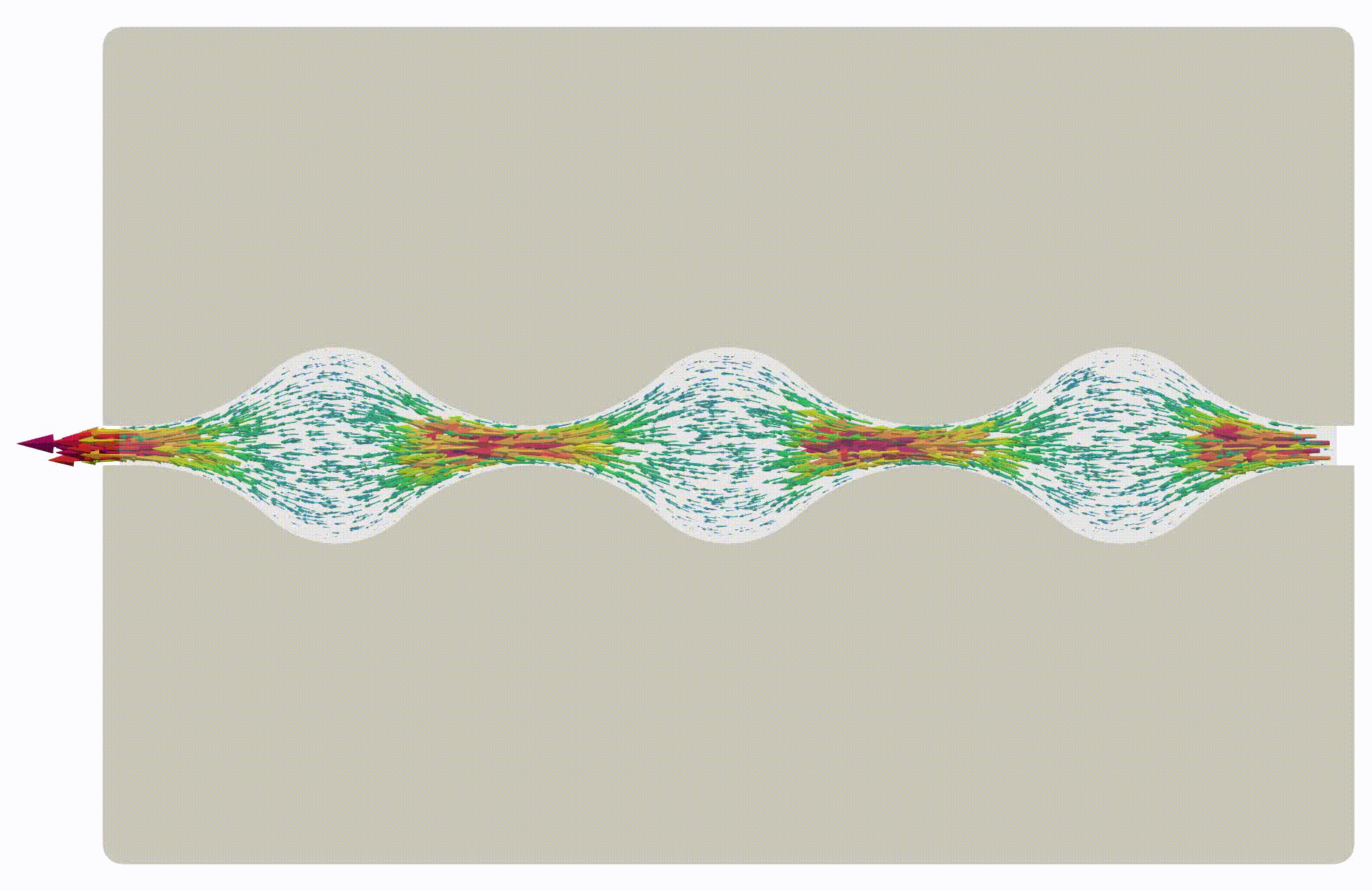 Flow simulation for Q = 0.05 cubic centimeters per second