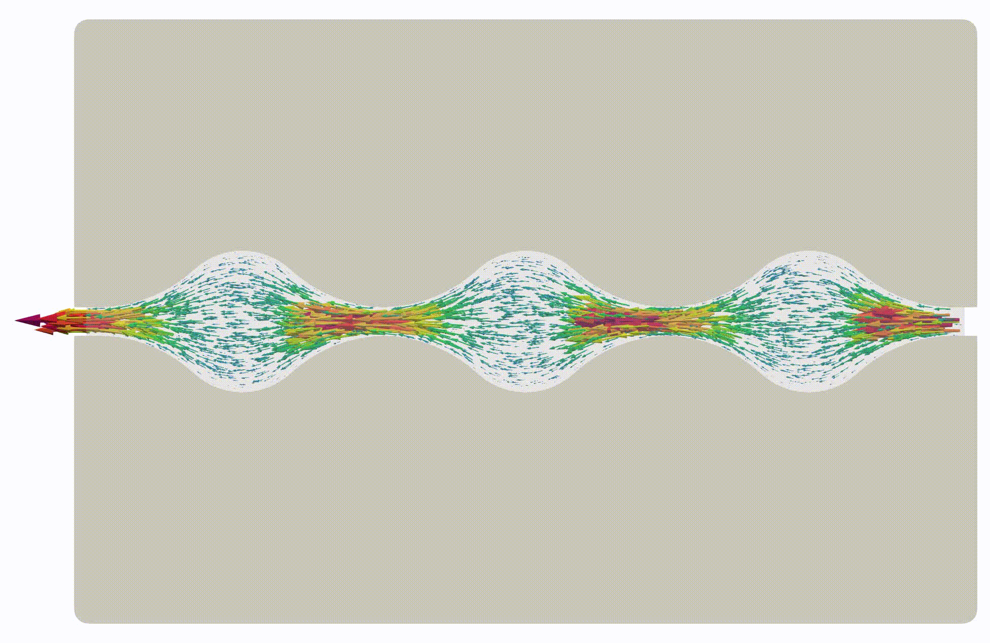Flow simulation for Q = 0.2 cubic centimeters per second